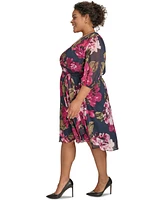 Calvin Klein Plus Floral-Print A-Line Wrap Dress