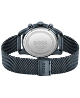 Hugo Boss Men's Chronograph Skymaster Blue Ion-Plated Mesh Steel Bracelet Watch 44mm