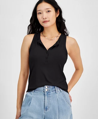 On 34th Women's Ribbed Henley Sleeveless Tank Top, Exclusively at Macy's