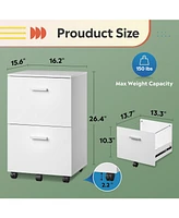 2 Drawer File Cabinet, Mobile Printer Stand, Wood Filing Cabinet fits A4 or Letter Size for Home Office
