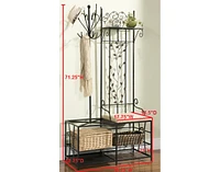 Kings Brand Furniture Traballesi Hall Tree Storage Bench with Coat Rack