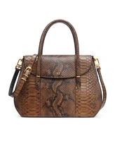 Donna Karan Bellerose Double Top Handle Python Satchel