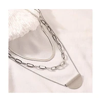 Sohi Women's The Curve Chainlink Multi-Layer Necklace