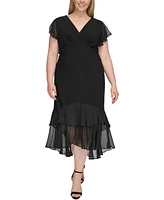 Tommy Hilfiger Plus Flutter-Sleeve A-Line Dress