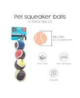 Precious Tails 4-Pack High-Bounce Pet Tennis Balls with different Prints