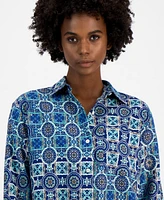 Nautica Jeans Women's Collared Foulard-Print Shirt