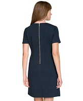 Tommy Hilfiger Women's Power-Grid Round-Neck Shift Dress