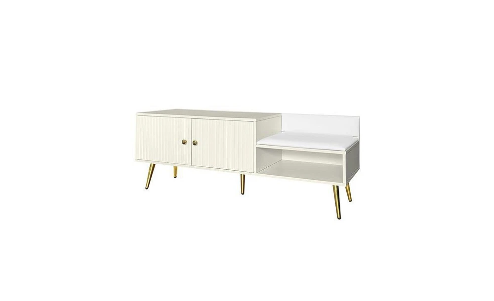 Slickblue Modern Shoe Storage Bench with Hidden & Upholstered Cushions for Entryway, Living Room, and Bedroom