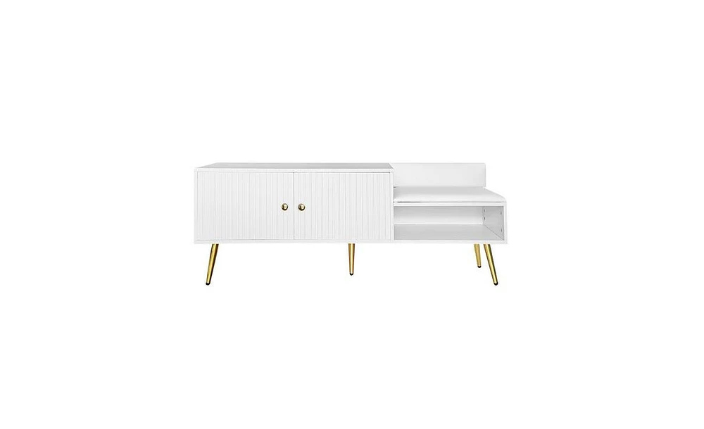 Slickblue Modern Shoe Storage Bench with Hidden Storage & Upholstered Cushions for Entryway, Living Room, and Bedroom