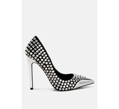 London Rag Super Fan Diamante Embellished Stiletto Pumps