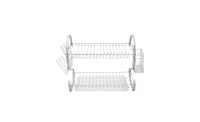 Slickblue Multifunctional S-Shaped Dual-Layer Dish Drainer Shelf for Bowls, Dishes, Chopsticks & Spoons