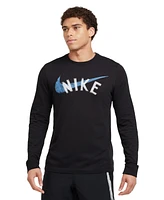 Nike Men's Dri-fit Long Sleeve Crewneck Logo Graphic Fitness T-Shirt