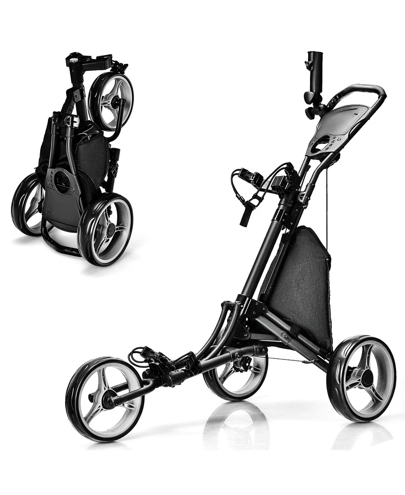 Hongge 3 Wheels Folding Golf Push Cart with Storage Bag and Scoreboard