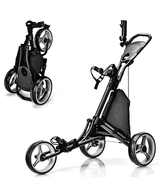 Hongge 3 Wheels Folding Golf Push Cart with Storage Bag and Scoreboard