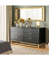 gaomon 6 Drawer Dresser For Bedroom, Modern Dressers & Chests Of Drawers, Wood Dresser Chest Organizer With Metal Legs, Large Drawers For Bedroom, Hal