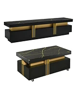 Slickblue Modern Luxury Tv Stand and Coffee Table Set for Stylish Living Room Decor