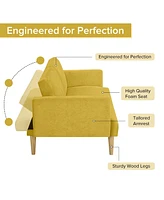 Slickblue Multi-Functional Futon Sofa Bed with Tapered Wood Legs, Perfect for Small Living Rooms