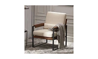 Slickblue Beige Brown Honeycomb Leather Armrest Chair - Single Iron Frame Indoor Leisure Chair for Soft Comfort and Style