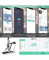 2.25 Hp 2-in-1 Folding Treadmill with Dual Touchscreen, Led Display & Smart Controls