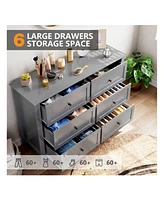 gaomon Modern 6 Chest Of Drawer Dresser, Modern Dresser With Deep Drawers And Nickel Round Handle, Wood Organizer Storage Cabinet For Bedroom, Living