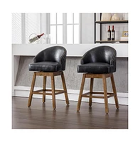 360 Degree Swivel Bar Chairs Set of 2,Counter Height Stools with Footrest-The Pop Home