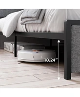 gaomon Full Size Bed Frame with 2 Storage Drawers, Lined Fabric Upholstered Headboard with Charging Station