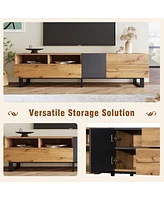 Slickblue Modern Tv Stand for 80-Inch with Double Storage Space, Media Console Table Organized Entertainment