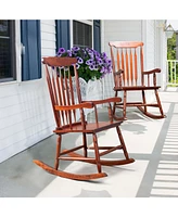 Slickblue Outdoor Wooden Frame Rocking Chair, Stylish Porch Rocker for Relaxation and Comfort