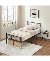 gaomon Metal Bed Frame Twin Pink, Sturdy Modern Stylish Iron Twin Bed Frame with Headboard and Footboard
