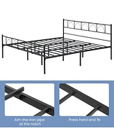 gaomon Metal Bed Frame King Black, Sturdy Modern Stylish Iron Twin Bed Frame with Headboard and Footboard