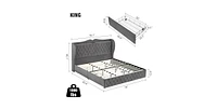 gaomon King Size Velvet Bed Frame with 4 Convenient Storage Drawers