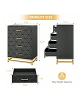 gaomon Dresser For Bedroom With 4 Drawers And Metal Handle,Chest Of Drawers, Sturdy Frame Modern Bedroom Furniture
