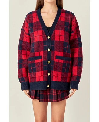 English Factory Women's Check Cardigan