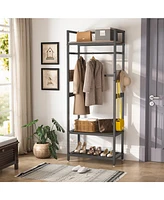 Tribesigns ndustrial Hall Tree Garments Rack with Shelf and Hanging Rod,Freestanding Closet Organizer