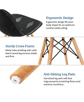 Gymax 2PCS Modern Dsw Dining Chair Office Home w/ Mesh Design Wooden Legs