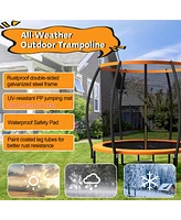 Gymax 8FT Recreational Trampoline w/ Ladder Enclosure Net Safety Pad Outdoor