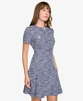 Tommy Hilfiger Women's Metallic Boucle Fit & Flare Dress