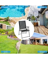 Gymax 4PCS Patio Portable Metal Folding Chairs Dining Chair Set Poolside Garden