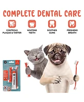Precious Tails 2-Pc Pet Dental Kit for Dogs and Cats, Double Headed Tooth Hugger Brush and Vanilla Flavor Toothpaste Set