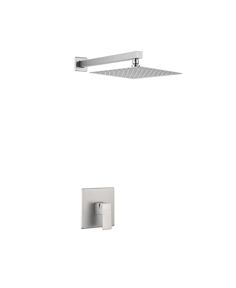 Flynama Wall Mounted 10 in. Rain Shower Head Faucet with Valve