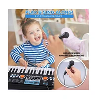 Pyle 49-Key Digital Karaoke Keyboard - Portable Electronic Piano with Rechargeable Battery & Microphone (PKBRD4113)