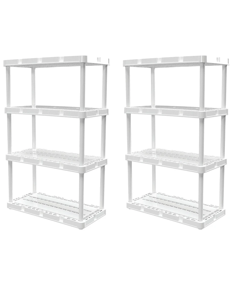 Gracious Living 4 Shelf Knect-a-Shelf Ventilated Storage Unit, White (2 Pack)