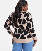 On 34th Trendy Plus Women's Jacquard Heart Pullover Sweater, Exclusively at Macy's