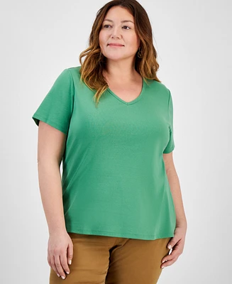 Style & Co Plus Size Short-Sleeve V-Neck Top, Exclusively at Macy's