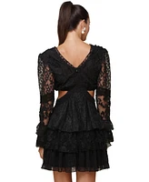 Avec Les Filles Women's Star-Lace Cut-Out Tiered Mini Dress