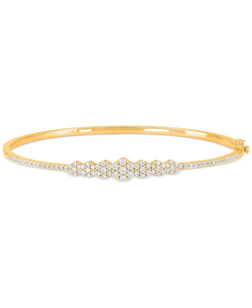 Diamond Multi Cluster Bangle Bracelet (1 ct. t.w.) in 14k Gold