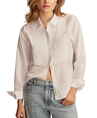 Lucky Brand Women's Cotton Collared Tuxedo Button-Front Shirt