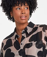 On 34th Trendy Plus Giant Hearts Printed Blouse, Exclusively at Macy's