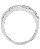 Diamond Round & Baguette Diagonal Openwork Cluster Ring (1-1/2 ct. t.w.) in 14k White Gold