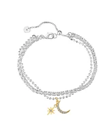 Unwritten Cubic Zirconia Star Moon Tennis and Ball Bracelet